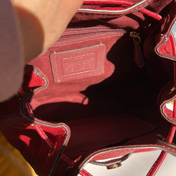 Coach Women's Pennie Pebble Leather Red Backpack 22